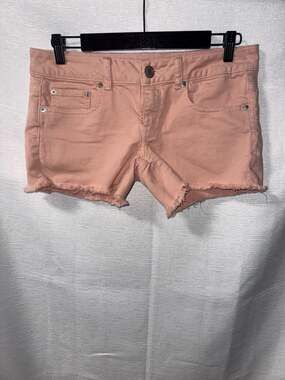 American Eagle Outfitters Stretch Denim Cut-Off Jean Shorts in Peach Pink